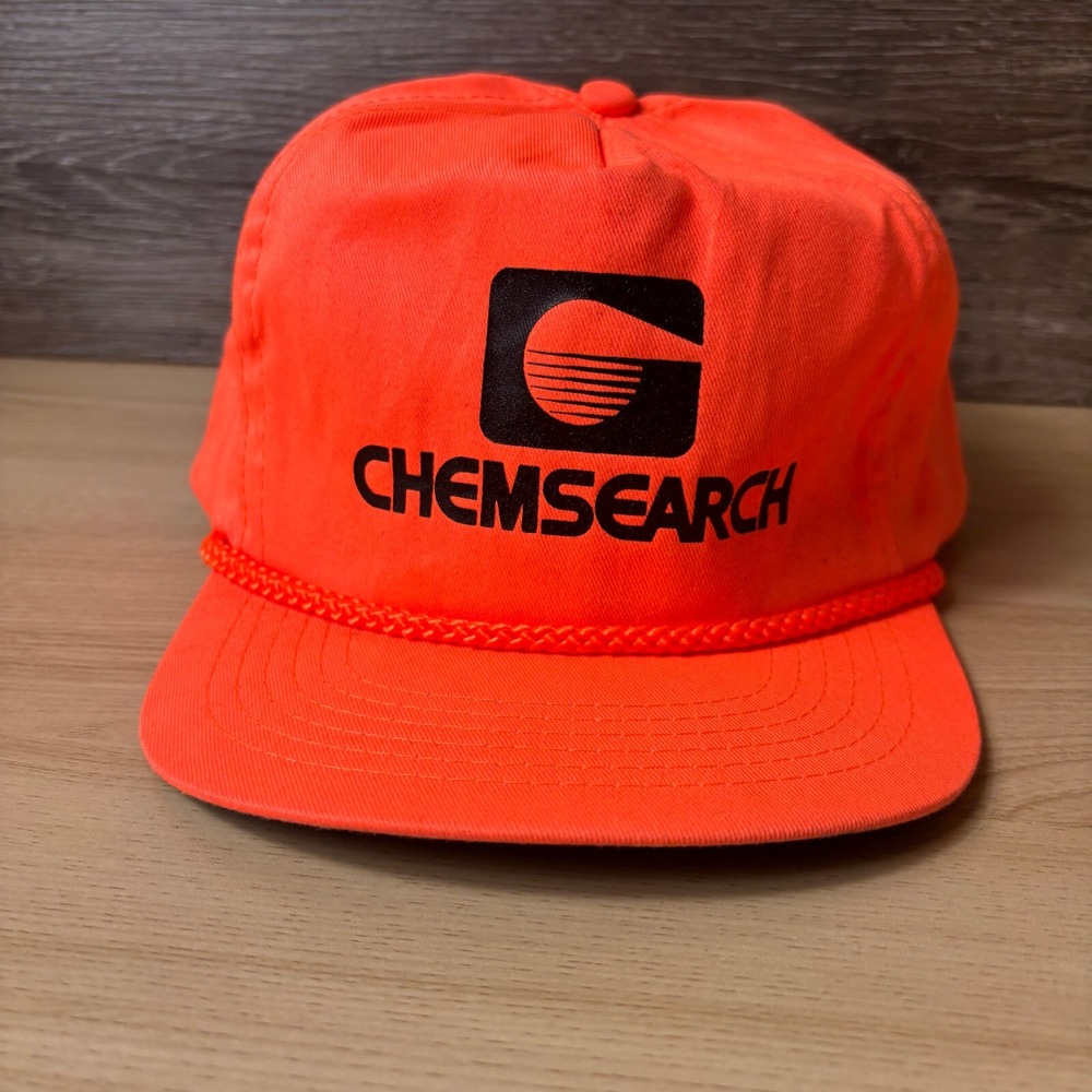 Chemsearch Hat Cap Strap Back Orange Lightweight Adjustable